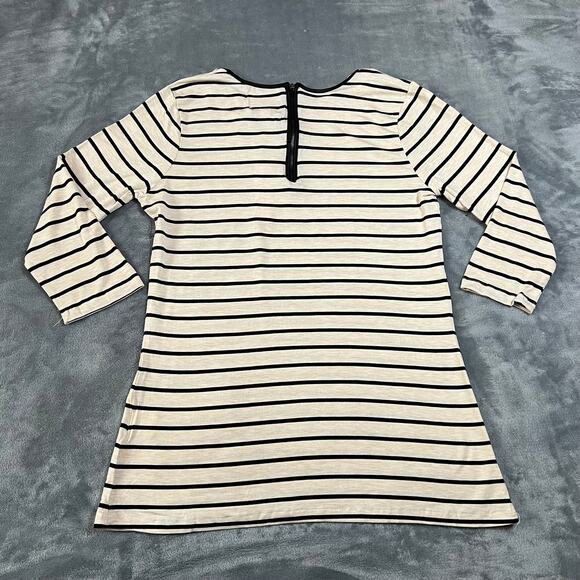 Romeo & Juliet Couture Crewneck Stripe Faux Leather Trim Top Size Small NEW - Picture 2 of 9